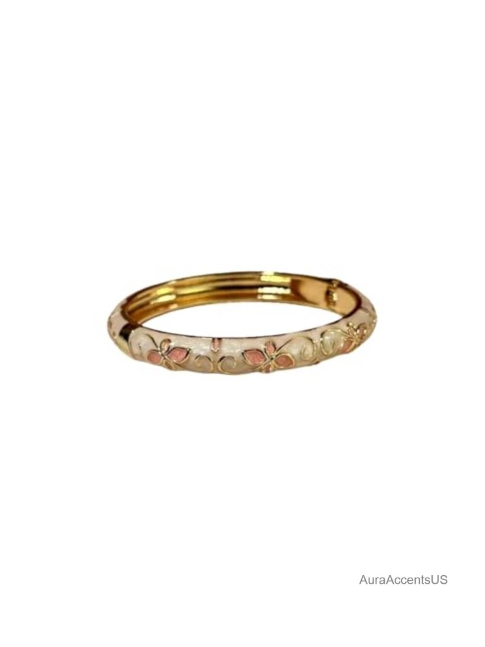 Gold Plated Flower Enamel Bangle Bracelet for Women Chunky Vintage Style